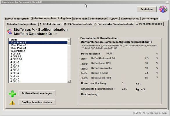 Siebsätze aus Soffkombinationen